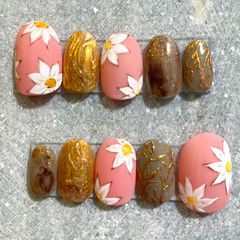 【No.4】ネイルチップ ミラーフラワー 大人 綺麗め オフィスネイル