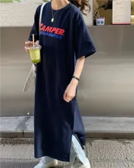 ワンピース チュニック Tシャツ ロング丈 韓国 レディース オルチャン 肩落ち カジュアル フリーサイズ (z)