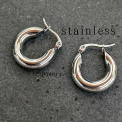 ステンレス シルバー フープ リング 上品 ピアス アクセサリー 銀 太め 人気