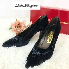 Salvatore　Ferragamo　サルヴァトーレフェラガモ　パンプス　ハイヒール　スエード　黒　ブラック　ビーズ　サイズ表記6(23.5cm相当）　パーティ　結婚式
