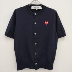 PLAY COMME des GARCONS レッドハートワッペン ウールカーディガン AX-N095 XS AD2023/8 紺 レディース プレイコムデギャルソン【中古】4-0531T♪