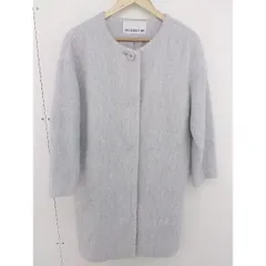 ◇ NATURAL BEAUTY BASIC 起毛 長袖 ノーカラー コート サイズS ライトブルー グレー系 レディース  【中古】 【1204070000659】