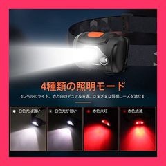 LED ヘッドライト 単４ 電池式 白＆赤 LED ライト 高輝度 ヘッドランプ 45* 角度調整可 超軽量 4つ点灯モード SOS点滅 小型 IPX4防水 頭につける ライト 釣り 登山 キャンプ 散歩 アウトドア 災害 停電用