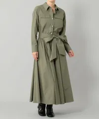 Grace Class　グレースクラス　2021　フレアシャツワンピース　パール　ロング　リボンベルト　38　a00369