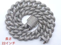 モリモリ　マイアミ キューバン　喜平ネックレス18ミリ22"シルバーパヴェLEX メンズネックレス　チェーンネックレス　hiphop 18k gp LEX 平本蓮 萩原京平 rizin  トラヴィススコット krkc&co アバランチ キングアイス