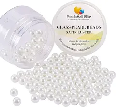 PandaHall Elite 約100個/箱 ラウンド ビーズ DIY用 クラフト用 手芸用品( ホワイト)