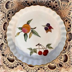 英国 ROYAL WORCESTER タルト皿 20cm ロイヤルウースター イヴシャム フルーツ柄 フライディッシュ Evesham 丸皿 イギリス ビンテージ【ME0703-5】