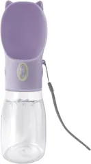 STARFIELD ペットウォーターボトル 犬 猫 水 水筒 給水器 水漏れ防止 水槽付き アウトドア 携帯用 500ml パープル( パープル,  500ml)