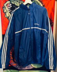 adidas 3本ライン　ブルー  トラックジャケット アディダス　スポーツミックス　ジャージ　古着　ビックサイズ　スケボー