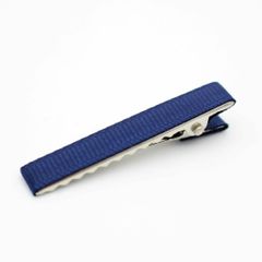 【4個パック】グログランリボン 仕上げ ヘアクリップ 銀色金具 約46mm sgy-357-navy-4p