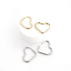 選べる2色！ ハートフープピアス ワンタッチ式 サージカルステンレス【ste107】