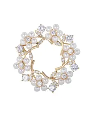 【新着商品】真珠桜花ブローチパールジルコン葉コサージュ 結婚式卒業式卒園式入学式パーティー胸飾り花 母の日記念日お誕生日クリスマス新年などの女性へのプレゼント ギフトケース付き