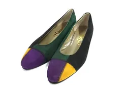 ■美品■YVESSAINTLAURENT イヴサンローラン スエード パンプス サイズ35 1/2(約22.5cmcm) 靴 ヒール シューズ ブラック系 DK4649