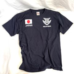 JAPAN AIR.S.D.FORCE 航空自衛隊 Tシャツ ネイビー  プリントTシャツ ミリタリー LARGE サイズ