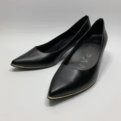 美品〇 ESPERANZA エスぺランサ パンプス ポインテッドトゥ ブラック ゴールド レザー 23.5