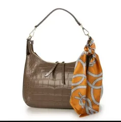 新品 未使用品 modaprincipe（モーダプリンチペ）  モーダプリンチペ スカーフ付き クロコダイル型押しレザー ルーナクレシェンテ 2WAYショルダーバッグ （ミンク（MINK)）