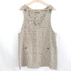 ◇ ZARA ザラ チェック柄 Vネック 大人カジュアル ロング丈 ワンピース サイズL ブラウン レディース E  【1310300029366】