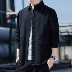 種類46：3XL/G： 長袖グリーン 春 コーデ メンズ 用 服 シンプル ファッション オシャレ 大人 かっこいい 紳士服 カジュアル 半袖 長袖 綿 シャツ 無地 デニムジャケット  カジュアル 通勤スタイル 重ね着コーデ ゆったりシルエット 軽アウター