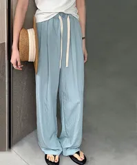 タックワイドパンツ レディース ボトムス パンツ ワイドパンツ ウエストゴム イージーパンツ 春 夏 秋 ゆったり 大きいサイズ  ズボン カジュアル 通勤 仕事 オフィス 事務所 OL haungzheng02