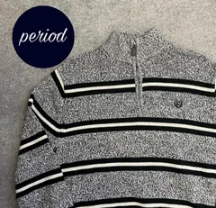 P848 CHAPS フルハーフジップ　コットンニット　ボーダー　古着