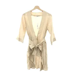 未使用品 NARACAMICIE ナラカミーチェ  七分袖カーディガン サイズ:0  ベージュ 麻100％ レディース リネンロング フリル　240001133152