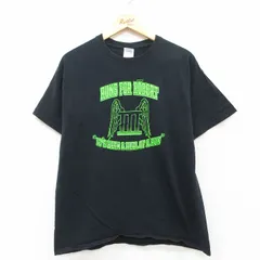 L/古着 半袖 ビンテージ Tシャツ メンズ 00s 羽 マラソン コットン クルーネック 黒 ブラック 25may17 中古