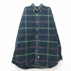 古着 ラルフローレン 半袖 ブランド シャツ キッズ ボーイズ 子供服 90s ワンポイントロゴ The Big Oxford コットン ボタンダウン 緑他 グ