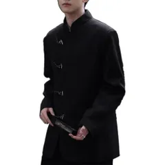 キッソス（ＫＩＳＳＯＳ） メンズ ジャケット チャイナ テーラードジャケット チャイナボタン 漢服 モード カジュアル (JP, アルファベット, XL, ブラック) [ブラック] [XL]