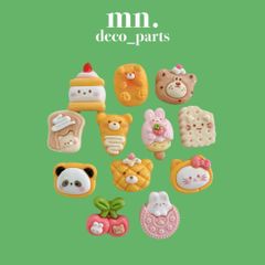 【1つ25円】36個/各3個★デコレーションパーツ　ハンドメイド　アニマル　食べ物　パン　0