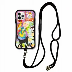 [iPhone15 Plus] スマホショルダー付 iPhone14 i-coronケース アイフォン15 14 Plus 13 Mini 12 11 スマホケース カバー ショルダーストラップ 肩掛け 斜め掛け アニマル柄 ネコバンド ジャズ ピアノ ギター
