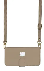 iPhone 16 ケース 手帳型 アイフォン16 スマホケース スマホショルダー レザー ストラップ 猫 ねこ ネコ 総柄 ワンポイント かわいい 調節可能 130cm  カラー02