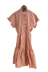 ラルフローレン RalphLauren ラッフルトリム コットンブレンド ドレス フリル ティアード ワンピース ピンク 4 101LT-147