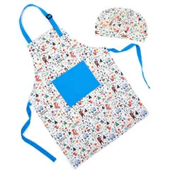 ☆ アニマル ☆ Sサイズ ☆ エプロン 帽子 セット pmybro0112 キッズ エプロン セット キッズ用エプロン キッズエプロン 子供 こども 子ども 女の子 男の子 帽子付き おしゃれ かわいい オシャレ 可愛い 綿 コットン 家庭科 調理実習