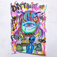 【S4号/一点物イラストアート】平成ギャルちゃん-ケツルルバージョン S4号/1点物】平成ギャルちゃん-ケツルルバージョン- | Chika