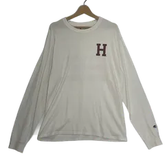 Champion/チャンピオン AUTHENTIC カレッジ アイビーリーグ THEIVY LEAGUE H ロンT フロントバックプリント ワンポイント刺繡 オーバーサイズ ビッグシルエット NICARAGUA製 メンズ L ホワイト