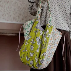 【オリジナルデザイン】四季使える 大容量トートバッグ｜花柄パッチワーク 軽量ショルダーバッグ｜プレゼントにも最適 新作・手作り風 プレゼント ギフトにもおすすめ 旅行バッグ / エコバッグ / ハンドメイド風  SGYP132