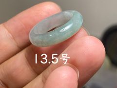 L12-188 美品 氷糯種 13.5号 ミャンマー産天然 A貨 本翡翠 くりぬき リング