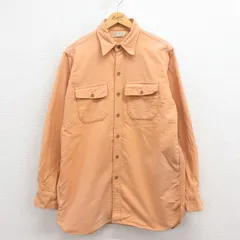 L/古着 エルエルビーン LLBEAN 長袖 フランネル シャツ メンズ 70s ロング丈 コットン オレンジ 25sep04 中古 トップス