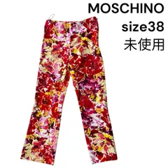 ◆ 未使用 モスキーノ MOSCHINO カジュアルパンツ 花柄 ビジュー 赤 コットン 38 S 7号 レディース S5V140のサムネイル