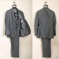 ORIHICA オリヒカ スーツ10 グレー 2ピース ストライプ メンズ ジャケット&パンツ セットアップ M～L USED