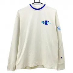 チャンピオン 長袖ハイネックシャツ ベージュ×ブルー ロゴプリント  メンズ LARGE ゴルフウェア Champion
