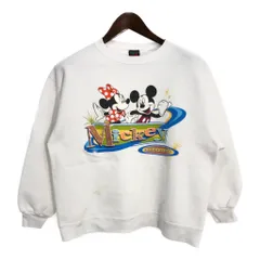 90年代 USA製 Disney ディズニー ミッキーマウス&ミニーマウス スウェット アニメ キャラクター ホワイト (メンズ M) 中古 古着 T4249
