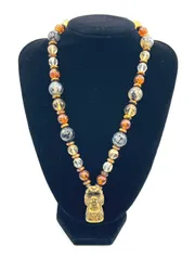 天然石　ネックレス　ペンダント　ゴールドトップ　全長47　トップ高さ3.5　トップ幅1.6