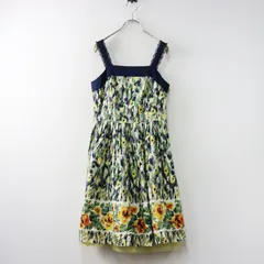 ロイスクレヨン Lois CRAYON フラワープリント ノースリーブ ワンピース M/グリーン イエロー ネイビー【2400014546378】