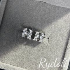 Pt900 エメラルドカット トータル2キャラットラボダイヤモンド ピアス 