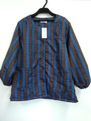 【新品未使用】あったか中綿スモック　大人用　M～Lサイズ　チェック柄　青系