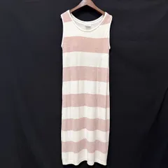 #anc ジェラートピケ gelatopique ワンピース F 白 ピンク ノースリーブ ルームウェア カップ付き ボーダー ロング レディース [965615]