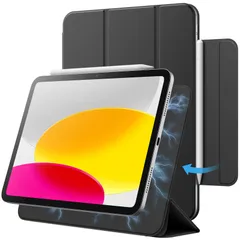 【在庫処分】JEDirect iPad 10 ケース（10.9インチ、2022モデル、第10世代用）用マグネットケース 磁気吸着 スリムスマート薄型保護カバー 自動ウェイクアップ/スリープ (ブラック)