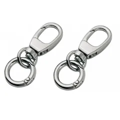 【迅速発送】ナスカン 二重リング キーホルダー 回転フック スナップフック 手作り 手芸用品 ハンドメイド金具 レバーナスカン ワンタッチキーホルダー パーツ DIY用 アクセサリーナスカン (4.8cm シルバー)