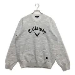 中古 メンズ キャロウェイ Callaway ニット LL 白 セーター 長袖クルーネック 雲柄